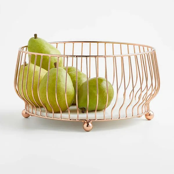 Rose Gold Rosewire Fruit Basket With Ball Feet