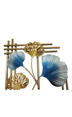 Gold Decorative Metal Wall Clock Withginkgo Leaf Design