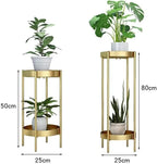 Banjara Decor Gold And Black Two Tier Metal Plant Stand Set Withandfinish
