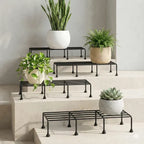 Gold Piece Metal Plant Stand Set Elevated Tiered Display Rack For Indoor Plants