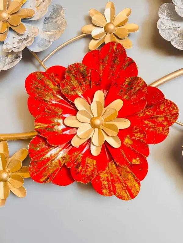 Gold Decorative Metal Flower Wall Art Set With accents