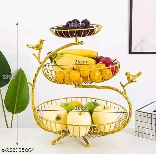 Gold Tierbird Design Fruit Basket Stand
