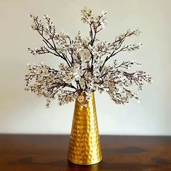 Gold Textured finish Metal Flower Vase