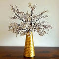 Gold Textured finish Metal Flower Vase