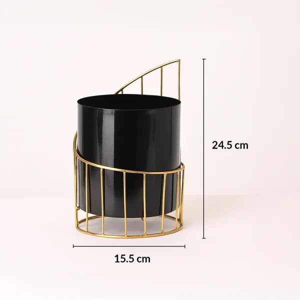 Gold Modernmetal Plant Stand Withplanter Pot Decorative Indoor Tabletop Holder