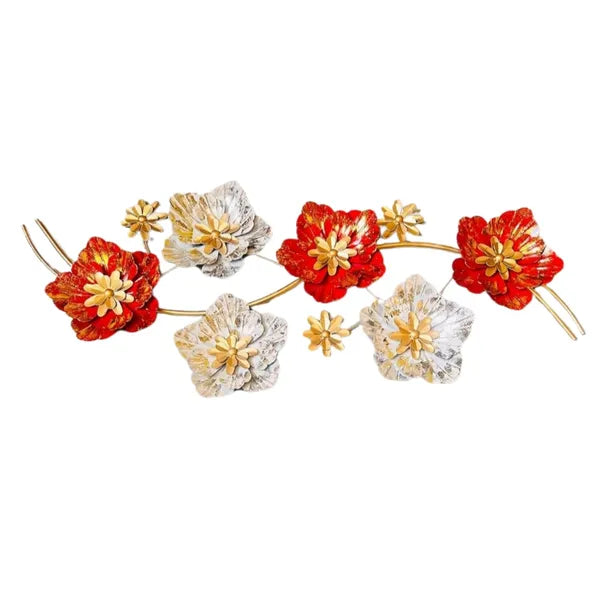 Gold Decorative Metal Flower Wall Art Set With accents