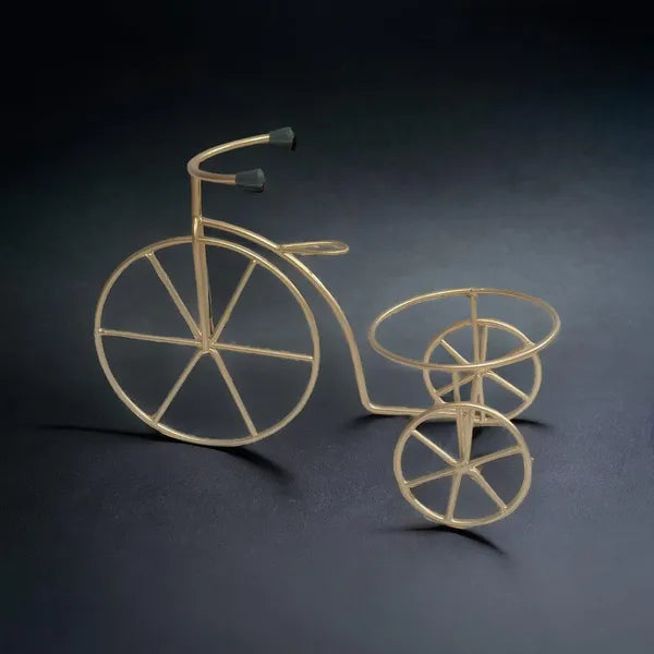 Beige And Green Decorative Metal Tricycle Planter Stand With Potframe