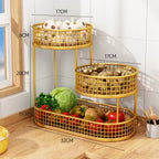 Gold Tierwire Fruit Basket Stand With Oval Base