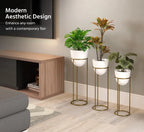 Banjara Decor Gold And White Modernmetal Plant Stands Withceramic Pots