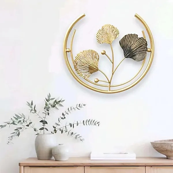 Gold Ginkgo Leaf Metal Wall Art Decor