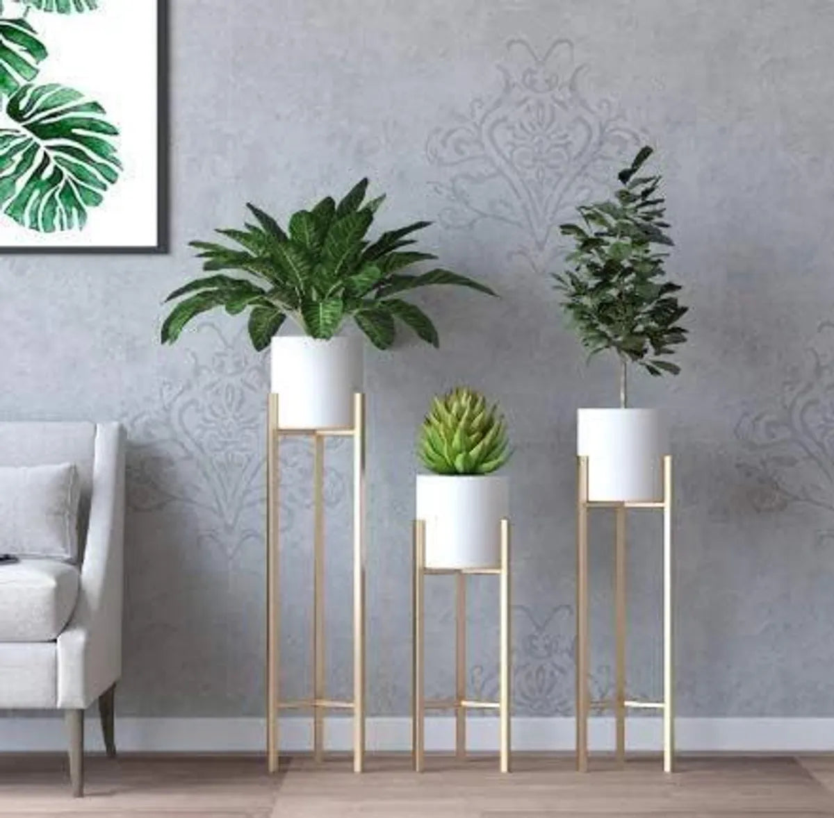 Gold Modern Minimalist Metal Plant Stand Frame Floor Planters For Home Decor