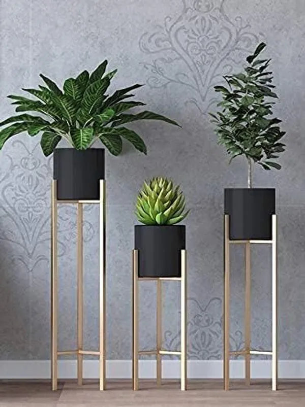 Gold Modern Metal Plant Stand With Planter Pot