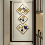 Gold And Grey Metal Wall Art & Grey Ginkgo Leaf Design