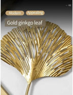 Gold And Grey Metal Wall Art & Grey Ginkgo Leaf Design