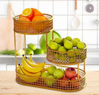 Gold Tierwire Fruit Basket Stand With Oval Base