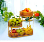 Gold Tierwire Fruit Basket Stand With Oval Base
