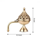 Gold Traditional Brass Incense Burner With Ornate Dome Design