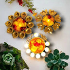 Gold Decorative Brass Diya Set With Floating Flowers And Candles
