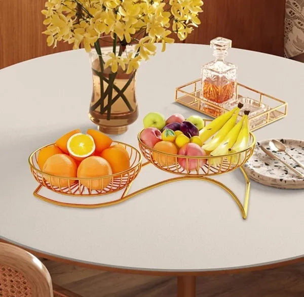 Gold Tierwire Fruit Basket Stand Decorative Serving Bowl