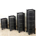 Gold And Teal Tier Rolling Storage Cart With Mesh Baskets And Metal Organizer With Wheels