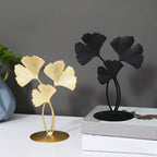 Gold And Black Decorative Ginkgo Leaf Metal Sculpture Showpiece