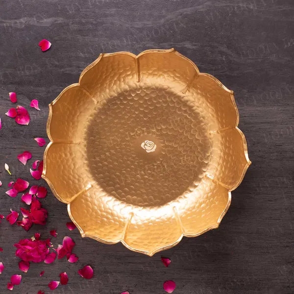 Rose Gold Handcrafted lotus Bowl Set For Home Decor And Pooja