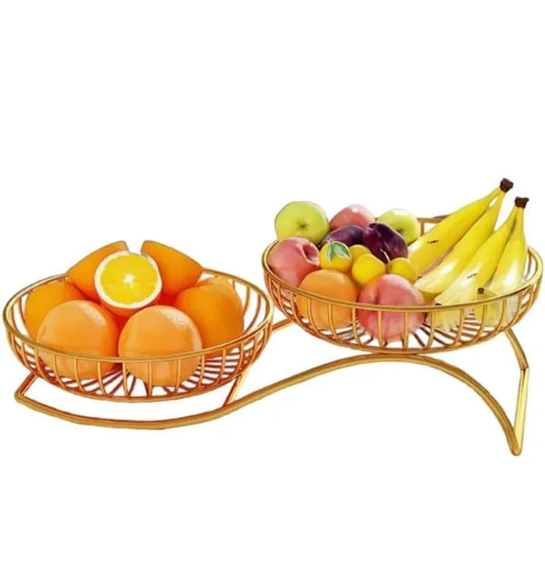 Gold Tierwire Fruit Basket Stand Decorative Serving Bowl
