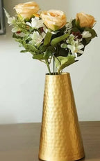 Gold Textured finish Metal Flower Vase