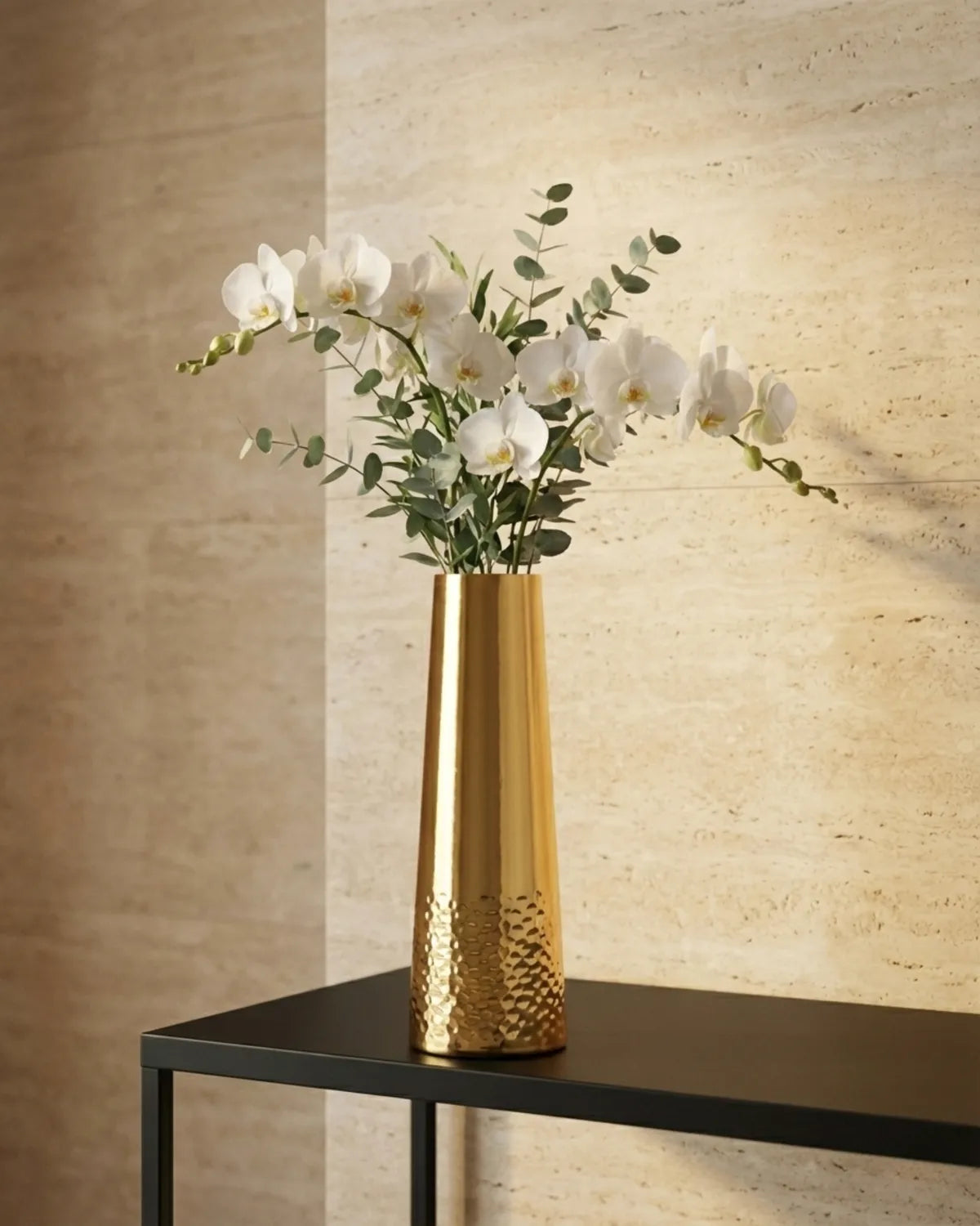 Gold Hammeredvase Tall Tapered Metal Flower Vase