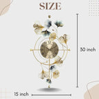 Gold Luxuryginkgo Leaf Wall Clockdecorative Metal Art Timepiece