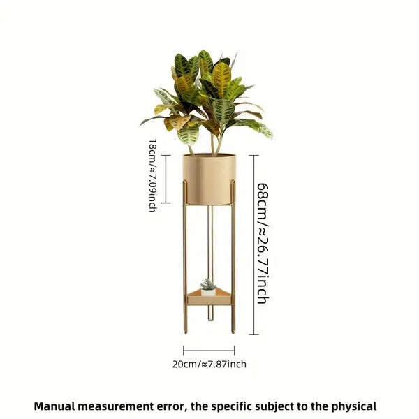 Gold Moderntone Metal Plant Stand Set With Storage Shelf
