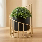 Gold Modernmetal Plant Stand Withplanter Pot Decorative Indoor Tabletop Holder
