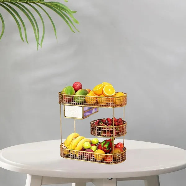 Gold Tierwire Fruit And Vegetable Storage Basket Stand