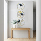 Gold And Black Decorative Metal Ginkgo Leaf Wall Art & Circular Frames