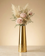 Gold Hammeredvase Tall Tapered Metal Flower Vase