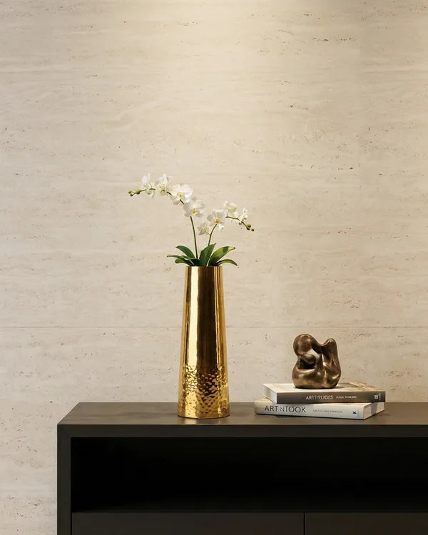 Gold Hammeredvase Tall Tapered Metal Flower Vase