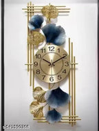Gold Decorative Metal Wall Clock Withginkgo Leaf Design