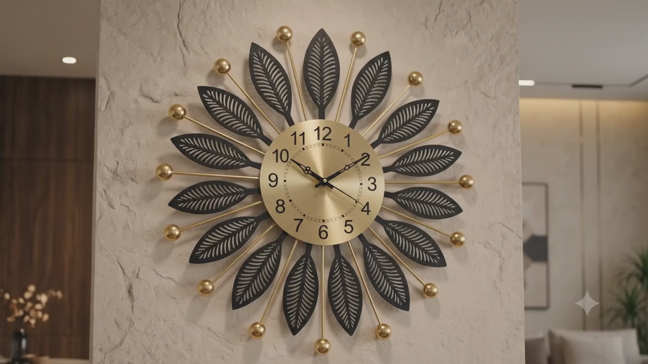 Metal Wall Clock Black | Large 60 CM | Luxury Home Decor Clock for Living Room