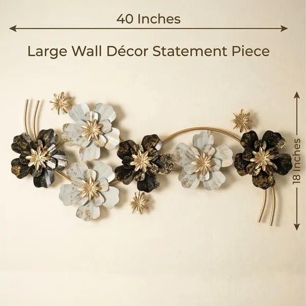 Silver And Gold Silver Andfloral Metal Wall Art Decoration
