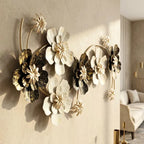 Silver And Gold Silver Andfloral Metal Wall Art Decoration