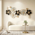 Silver And Gold Silver Andfloral Metal Wall Art Decoration